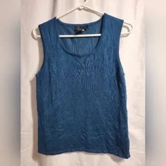 Cable & Gauge Tops - Cable & Gauge Blue Scoop Neck Sleeveless Tank Top